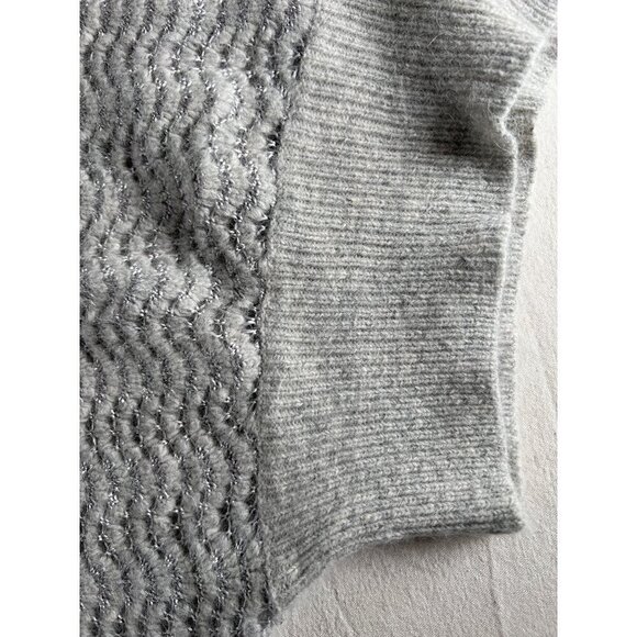 VTG Womens Size M Silver Rayon Wool Angora Blend Retro Sweater Vest V-Neck Top - Picture 8 of 10